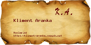 Kliment Aranka névjegykártya